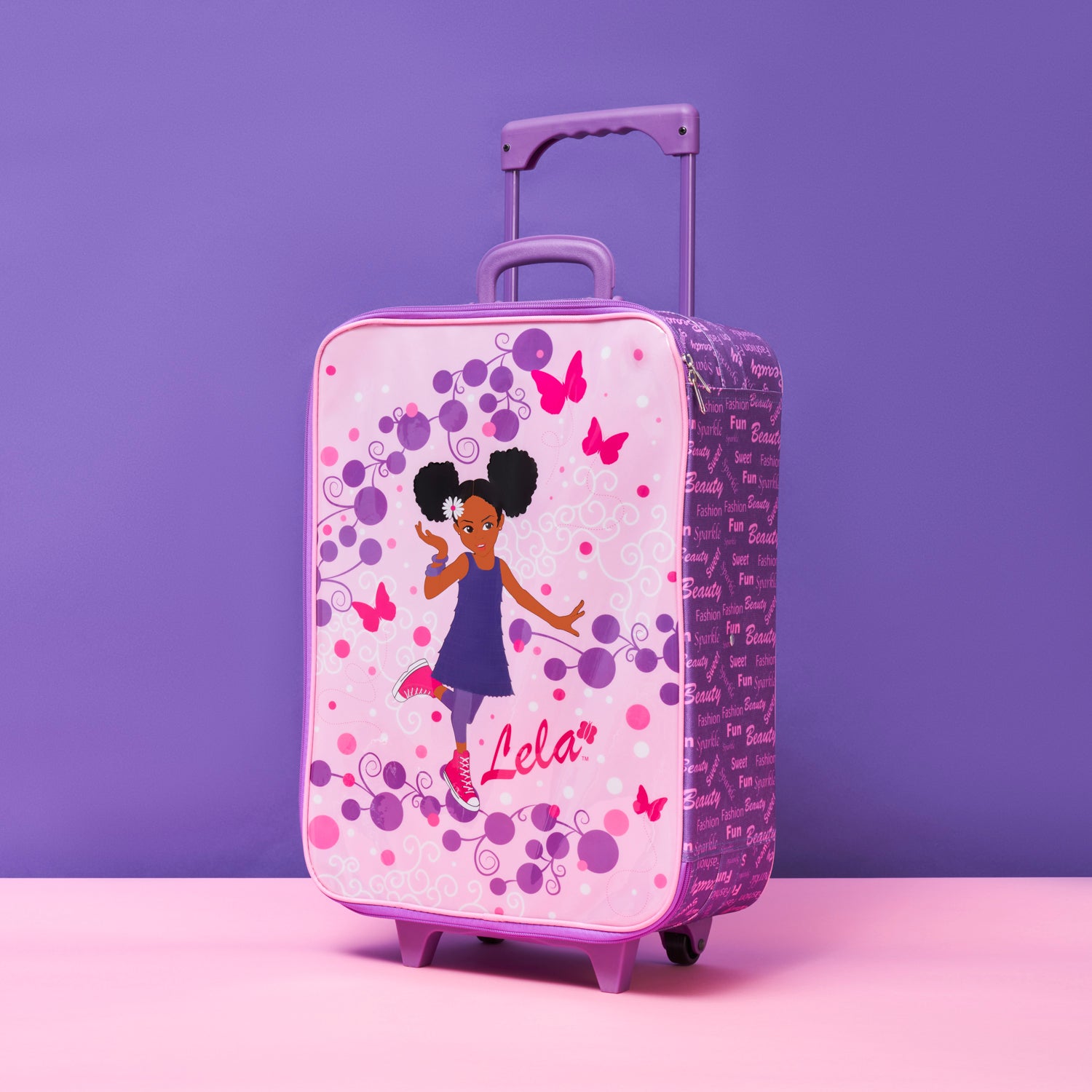 Lela Purple Luggage Black Girl Travel Case